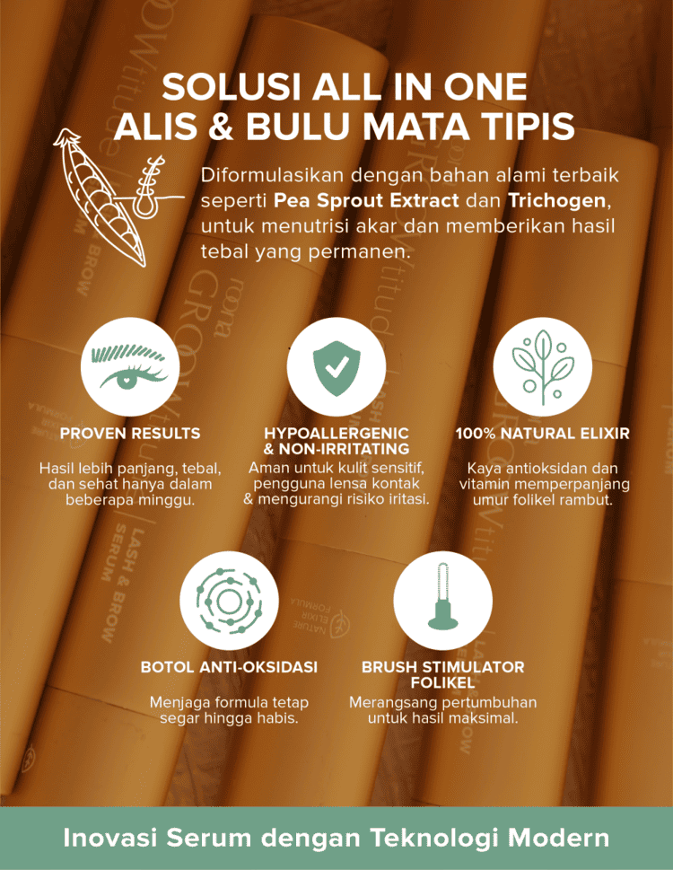 Groowtitude Box Brow & Lash Serum (Gift Set Package) Menumbuhkan Menebalkan Alis & Bulumata Natural Alami - Image 3