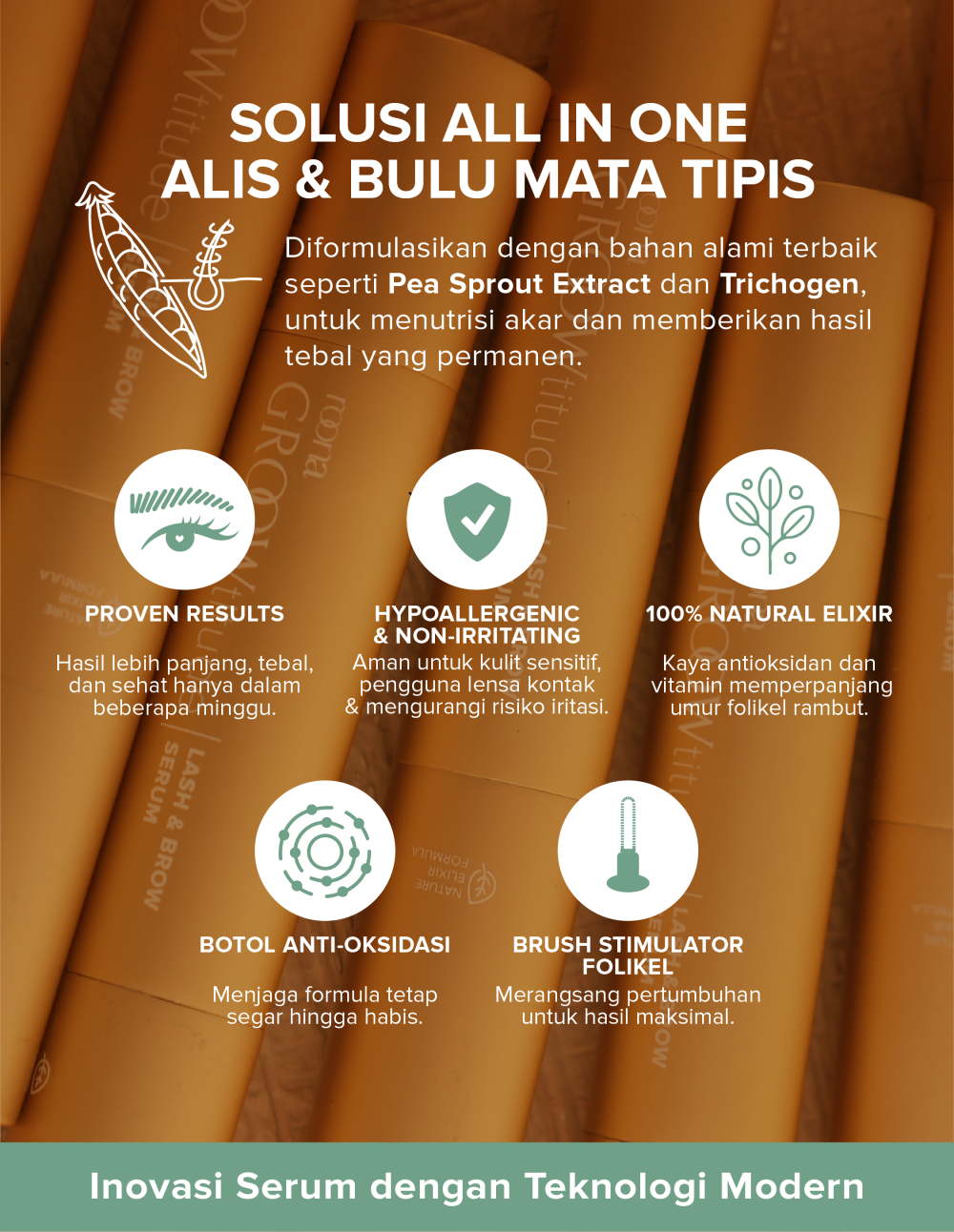 Groowtitude Box Brow & Lash Serum (Gift Set Package) Menumbuhkan Menebalkan Alis & Bulumata Natural Alami - Image 3